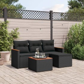 5-teiliges Gartenmöbel-Set und Kissen aus synthetischem Rattan schwarz von , Gartensets - Ref: Foro24-3225908, Preis: 275,78 ...