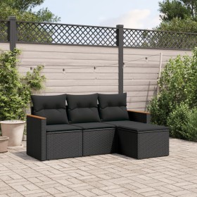 Set mit 4 Gartensofas mit Kissen Kunstrattan schwarz von , Gartensets - Ref: Foro24-3225901, Preis: 237,47 €, Rabatt: %