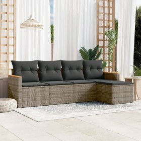 Garden sofa set with 5-piece synthetic rattan gray cushions by , Garden sets - Ref: Foro24-3225920, Price: 306,81 €, Discount: %