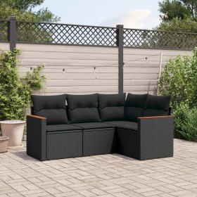 4-piece garden sofa set with black synthetic rattan cushions by , Garden sets - Ref: Foro24-3225929, Price: 273,56 €, Discoun...