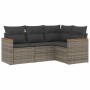 Garden sofa set 4 pieces with gray synthetic rattan cushions by , Garden sets - Ref: Foro24-3225934, Price: 286,25 €, Discoun...