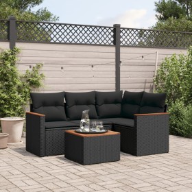 5-teiliges Gartenmöbel-Set und Kissen aus synthetischem Rattan schwarz von , Gartensets - Ref: Foro24-3225936, Preis: 311,64 ...