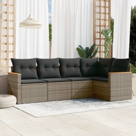 Garden sofa set with 5-piece synthetic rattan gray cushions by , Garden sets - Ref: Foro24-3225948, Price: 334,99 €, Discount: %