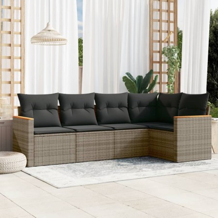 Set Gartensofas mit Kissen 5 Stück synthetisches Rattangrau von , Gartensets - Ref: Foro24-3225948, Preis: 334,96 €, Rabatt: %