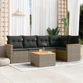 6-piece garden furniture set with gray synthetic rattan cushions by , Garden sets - Ref: Foro24-3225955, Price: 377,36 €, Dis...