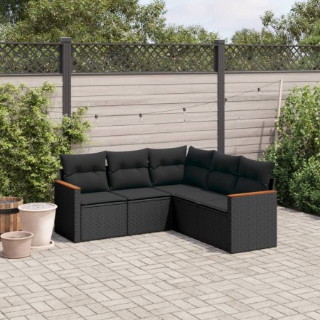 5-teiliges Gartenmöbel-Set und Kissen aus synthetischem Rattan schwarz von , Gartensets - Ref: Foro24-3225957, Preis: 320,05 ...