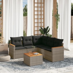 6-piece garden furniture set with gray synthetic rattan cushions by , Garden sets - Ref: Foro24-3225969, Price: 390,03 €, Dis...