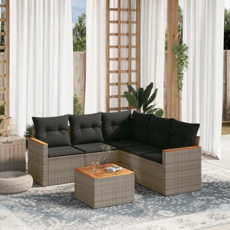 Set de muebles de jardín 6 pzas y cojines ratán sintético gris de , Conjuntos de jardín - Ref: Foro24-3225969, Precio: 378,50...