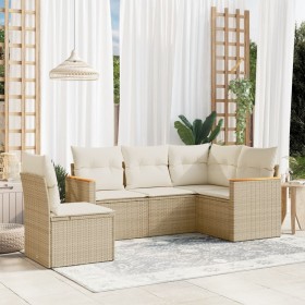 Set Gartensofas mit Kissen 5 Stück synthetisches Rattan beige von , Gartensets - Ref: Foro24-3225974, Preis: 445,89 €, Rabatt: %