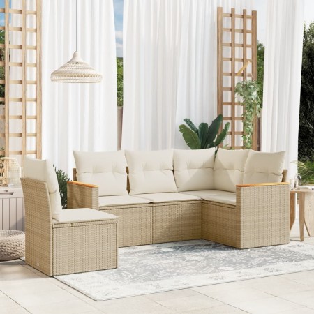 Garden sofa set with 5-piece synthetic rattan beige cushions by , Garden sets - Ref: Foro24-3225974, Price: 445,35 €, Discoun...