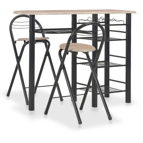 Kitchen table and stools with wooden and steel shelves by vidaXL, Furniture sets for kitchens and dining rooms - Ref: Foro24-...