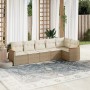 Garden sofa set with 6-piece synthetic rattan beige cushions by , Garden sets - Ref: Foro24-3225988, Price: 462,91 €, Discoun...