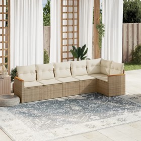 Garden sofa set with 6-piece synthetic rattan beige cushions by , Garden sets - Ref: Foro24-3225988, Price: 465,14 €, Discoun...