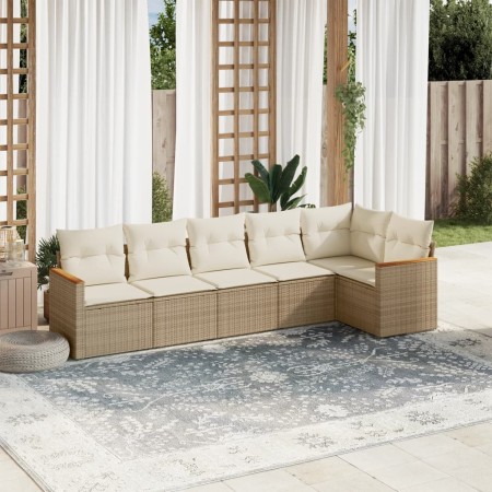 Garden sofa set with 6-piece synthetic rattan beige cushions by , Garden sets - Ref: Foro24-3225988, Price: 464,99 €, Discoun...