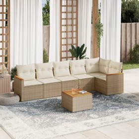 Set aus 7-teiligen Gartensofas und Kissen, synthetisches Rattan, beige von , Gartensets - Ref: Foro24-3225995, Preis: 525,82 ...