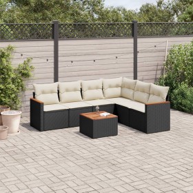 7-teiliges Garten-Esszimmerset und Kissen synthetisches Rattan schwarz von , Gartensets - Ref: Foro24-3226007, Preis: 437,85 ...