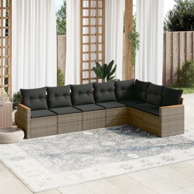 7-piece garden sofa set with gray PE rattan cushions by , Garden sets - Ref: Foro24-3226032, Price: 480,04 €, Discount: %