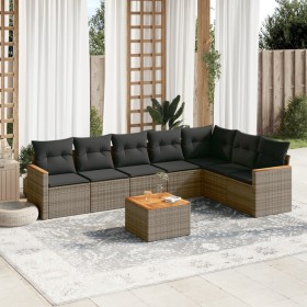 Garden sofa set 8 pieces and gray synthetic rattan cushions by , Garden sets - Ref: Foro24-3226039, Price: 526,34 €, Discount: %