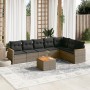 Garden sofa set 8 pieces and gray synthetic rattan cushions by , Garden sets - Ref: Foro24-3226039, Price: 505,99 €, Discount: %