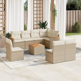 Set de sofás de jardín 9 pzas con cojines ratán sintético beige de , Conjuntos de jardín - Ref: Foro24-3226051, Precio: 656,9...