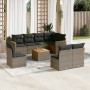 Garden furniture set 9 pieces and gray synthetic rattan cushions by , Garden sets - Ref: Foro24-3226053, Price: 538,43 €, Dis...