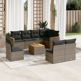 Garden furniture set 9 pieces and gray synthetic rattan cushions by , Garden sets - Ref: Foro24-3226053, Price: 539,56 €, Dis...