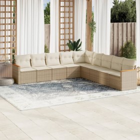 Set de sofás de jardín 9 pzas con cojines ratán sintético beige de , Conjuntos de jardín - Ref: Foro24-3226058, Precio: 706,9...