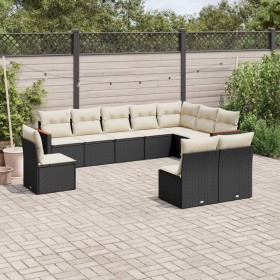 Set Gartensofas 10 Stück Kissen synthetisches Rattan schwarz von , Gartensets - Ref: Foro24-3226070, Preis: 604,79 €, Rabatt: %