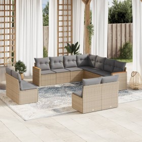 Garden sofa set with beige mixed cushions 11 pieces PE rattan by , Garden sets - Ref: Foro24-3226087, Price: 705,94 €, Discou...