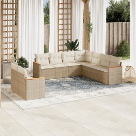 Set de sofás de jardín 9 pzas con cojines ratán sintético beige de , Conjuntos de jardín - Ref: Foro24-3226100, Precio: 753,9...