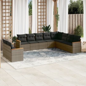 Garden sofa set 10 pieces with gray synthetic rattan cushions by , Garden sets - Ref: Foro24-3226116, Price: 668,50 €, Discou...