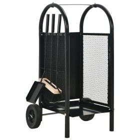 Black steel log holder 30x35x81 cm by vidaXL, Firewood bags and holders - Ref: Foro24-284703, Price: 63,99 €, Discount: %