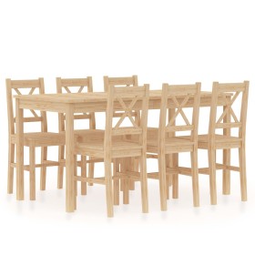 7-piece pine wood dining set by vidaXL, Furniture sets for kitchens and dining rooms - Ref: Foro24-283373, Price: 439,99 €, D...