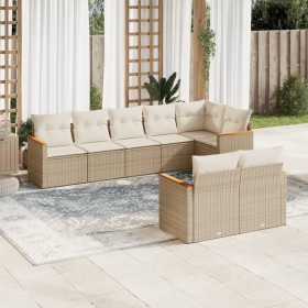 Garden sofa set with beige cushions, 8 pieces, PE rattan. by , Garden sets - Ref: Foro24-3226149, Price: 645,62 €, Discount: %