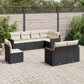 Set aus 8-teiligen Gartensofas und Kissen Kunstrattan schwarz von , Gartensets - Ref: Foro24-3226161, Preis: 533,89 €, Rabatt: %