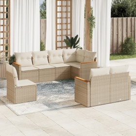 Garden sofa set with beige cushions, 8 pieces, PE rattan. by , Garden sets - Ref: Foro24-3226163, Price: 647,14 €, Discount: %