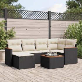 7-teiliges Garten-Esszimmerset und Kissen synthetisches Rattan schwarz von , Gartensets - Ref: Foro24-3226182, Preis: 418,20 ...