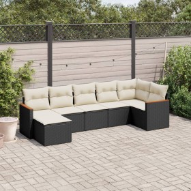 7-teiliges Garten-Esszimmerset und Kissen synthetisches Rattan schwarz von , Gartensets - Ref: Foro24-3226189, Preis: 436,16 ...