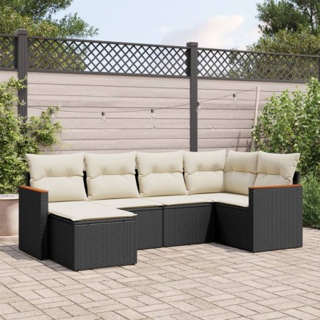 Set aus 6-teiligen Gartensofas und Kissen Kunstrattan schwarz von , Gartensets - Ref: Foro24-3226175, Preis: 374,58 €, Rabatt: %