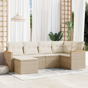 Set Gartensofas mit Kissen 6 Stück synthetisches Rattan beige von , Gartensets - Ref: Foro24-3226177, Preis: 497,99 €, Rabatt: %