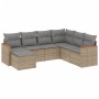 Garden sofa set with beige mixed cushions, 7 pieces, PE rattan. by , Garden sets - Ref: Foro24-3226206, Price: 453,59 €, Disc...