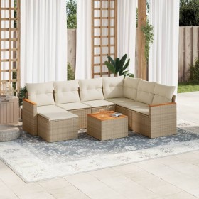 Garden sofa set with beige cushions, 8 pieces, PE rattan. by , Garden sets - Ref: Foro24-3226212, Price: 582,86 €, Discount: %