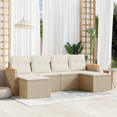 Garden sofa set with 6-piece synthetic rattan beige cushions by , Garden sets - Ref: Foro24-3226219, Price: 419,45 €, Discoun...