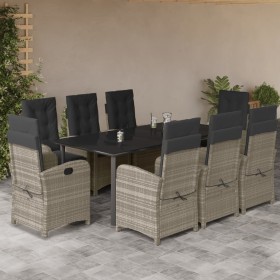 Garten Esszimmer Set 9-tlg Kissen synthetisches Rattan hellgrau von , Gartensets - Ref: Foro24-3212428, Preis: 1,00 €, Rabatt: %