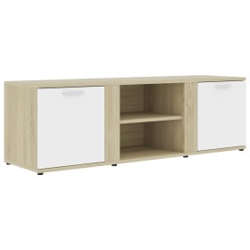 White and oak plywood TV cabinet 120x34x37 cm by , TV Furniture - Ref: Foro24-801166, Price: 64,05 €, Discount: %