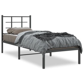 Bed frame with black metal headboard 75x190 cm by , Beds and slatted bases - Ref: Foro24-355551, Price: 62,91 €, Discount: %