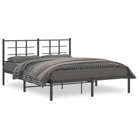 Estructura de cama con cabecero metal negro 160x200 cm de , Camas y somieres - Ref: Foro24-355564, Precio: 106,99 €, Descuent...