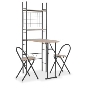 Folding dining set with shelf 3 pieces MDF and steel by vidaXL, Furniture sets for kitchens and dining rooms - Ref: Foro24-28...