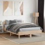 Bed frame with solid pine wood headboard 140x190 cm by , Beds and slatted bases - Ref: Foro24-842766, Price: 110,13 €, Discou...