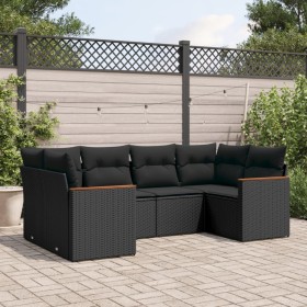 6-piece garden sofa set and black synthetic rattan cushions by , Garden sets - Ref: Foro24-3226258, Price: 375,67 €, Discount: %